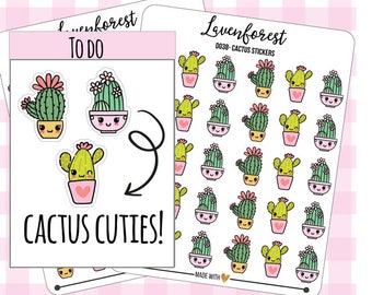 Cactus planner stickers, cactus stickers, kawaii stickers, cute sticker, stickers for happy planner, personal planner, filofax, D0038