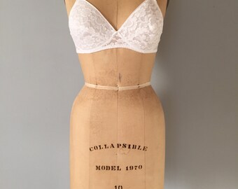 SALE ITEM...soft white lace bra | floral lace porcelain white bullet bra