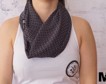 SALE * grey scarf with black pattern