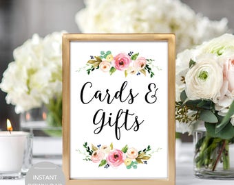 Cards and Gifts Sign, Cards and Gifts Wedding Sign, Bridal Shower Cards Gifts Sign, Printable Cards Gifts Sign, Cards Gifts Instant Download