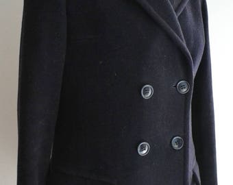 SALE Was 30 NOW 25 Vintage 60s Jaeger Navy Wool Coat Small Medium
