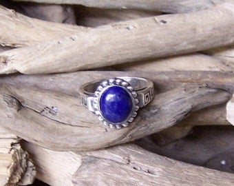 Blue Lapis 925 Silver Ring, size 6