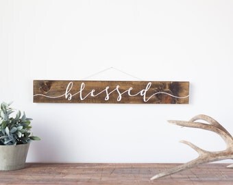 Blessed barn wood sign | Rustic wood calligraphy sign | Home gifts | Gifts for her