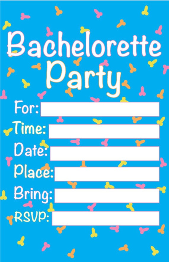 Blue Blank Bachelorette Party Invitation
