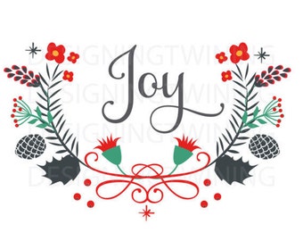 Joy Christmas Holiday Floral SVG PDF PNG dxf digital file