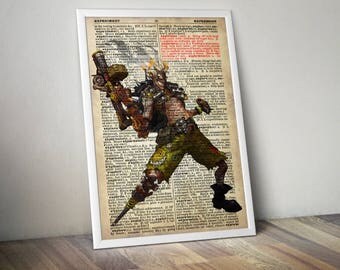 Junkrat Overwatch Poster Typography Dictionary Text Art Word Art 5x7 8x10 11x14 12x16