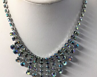 A Stunning Vintage Aurora Borealis Crystal Necklace - Bridal Jewellery