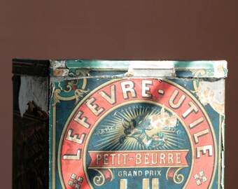 Vintage French Lu biscuit tin. Antique advertising. Petit beurre
