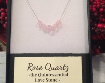 Rose quartz necklace, gemstone necklace, intention setting, Rose Quartz for love, compassion and forgiveness, gift for her
