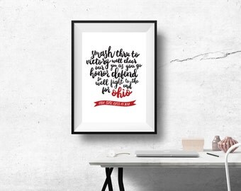 Ohio State University Print with Custom Digital Calligraphy