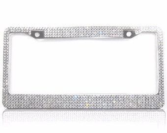 Crystal License Plate Frame, Car Accessories for Women, Bling Car Decal, Rhinestone Auto Accessories, Cute Vehicle Accessories for Women