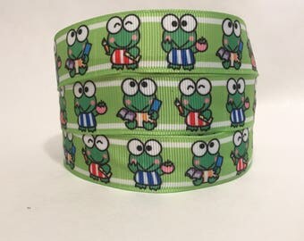 1/3/5 Yards - 7/8" Keroppi Print Grosgrain Ribbon