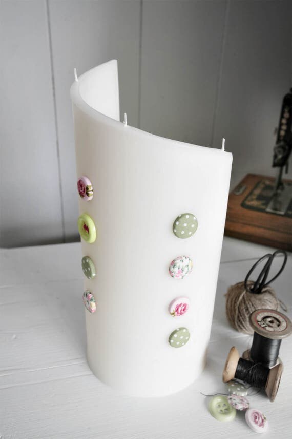 Items similar to Fabric Button Decorative Shaped Candle Handmade