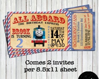 Thomas the Train, Thomas Invitation, Train Ticket, Train Invitation, Thomas Invite, Thomas the Train Invite, Thomas the Train, Ticket Invite
