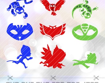 PJ Masks Catboy Owlette Gekko SVG DXF Cut Files Cricut Design Silhouette Cameo Superhero Party Supply Decoration Stencil Vinyl Tshirt Decal