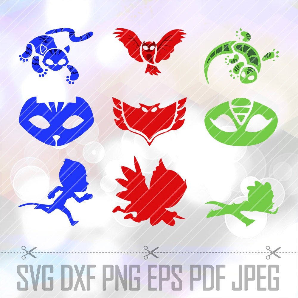 Download PJ Masks Catboy Owlette Gekko SVG DXF Cut Files Cricut Design