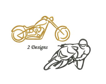 Motorcycle Embroidery Design - Outline only - 3,4,5,6,7 inch size - motorbike bike embroidery design - instant download