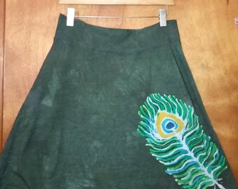 Women's Handmade Batik Peacock Feather Skirt