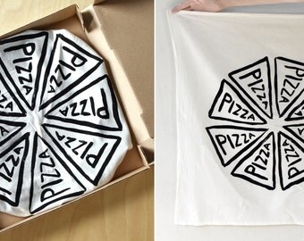 Pizza Party Flour Sack Tea Towel - dorm decor - college kid gift - kitchen dish towel - gourmet mom - housewarming gift - wedding - foodie