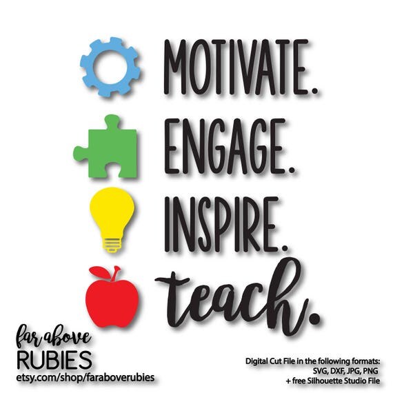 Teacher Motivate Engage Inspire Teach SVG EPS dxf png jpg