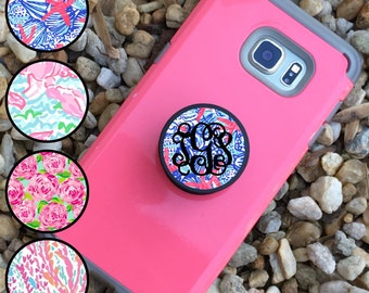Monogram 2 in 1 Phone Holder Knob & Air Mount for Cellphones / Lilly Inspired Phone Knob/ Monogram Phone Knob / Ready to Ship