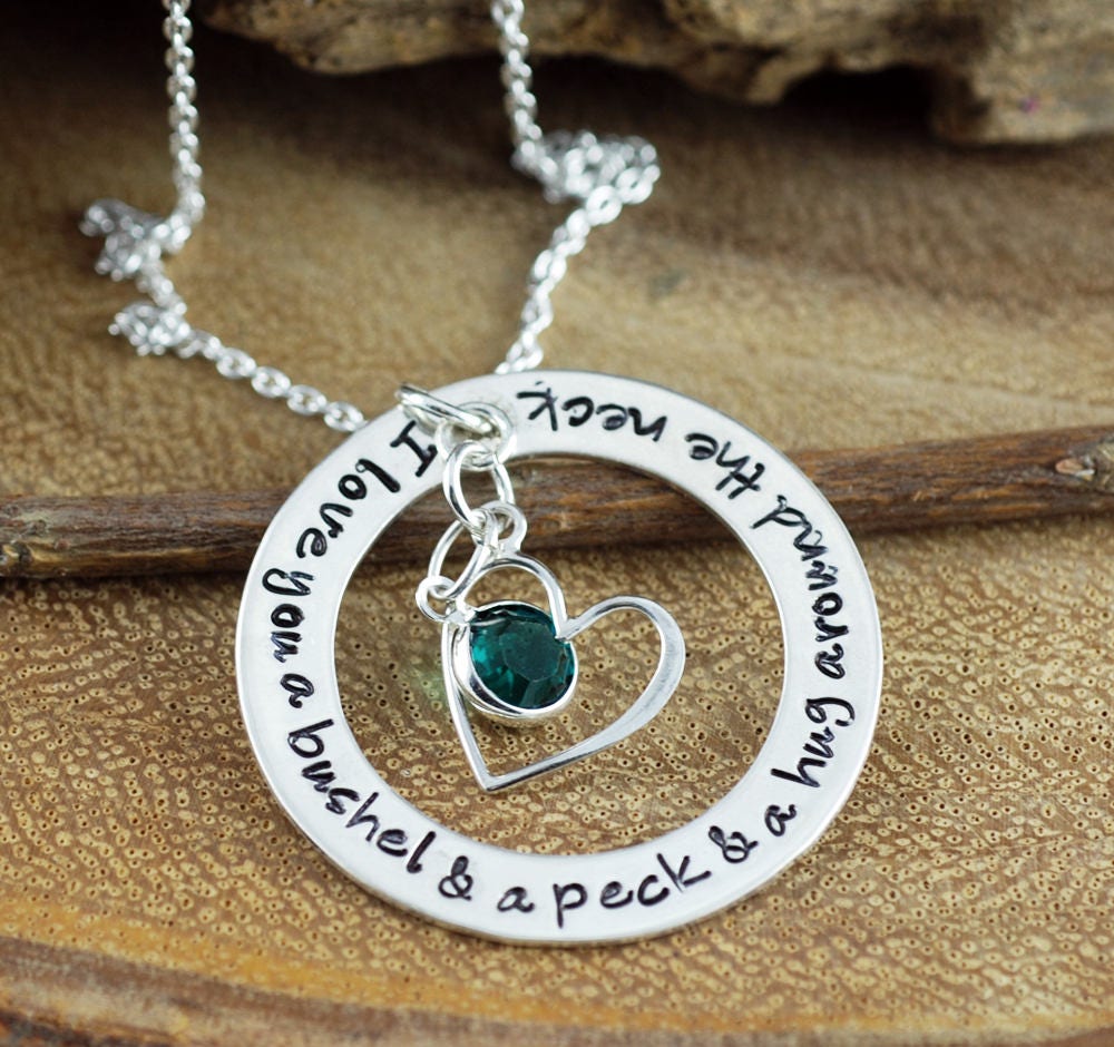 I love you a bushel and a peck Necklace Birthstone Necklace