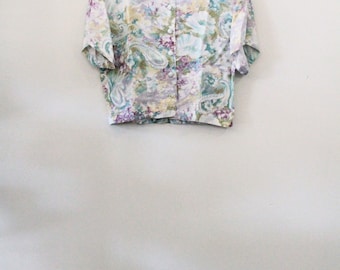80's Watercolor Cropped Blouse