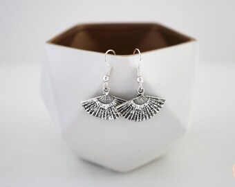 Silver Fan Dangle Earrings.