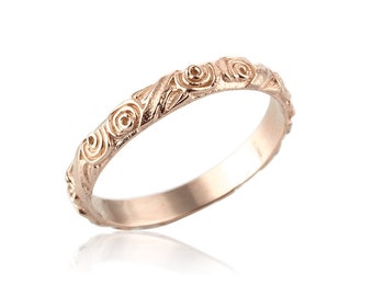 rose gold wedding band unique 14k gold wedding band engraved wedding band vintage - Rose Gold Wedding Rings For Women rose gold wedding band unique 14k gold wedding band engraved wedding band vintage - Rose Gold Wedding Rings For Women