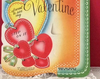 Vintage 1940s 1950s Valentine Candy Card By E. Rosen Company Collectible Paper Ephemera Art Craft Scrapbooking