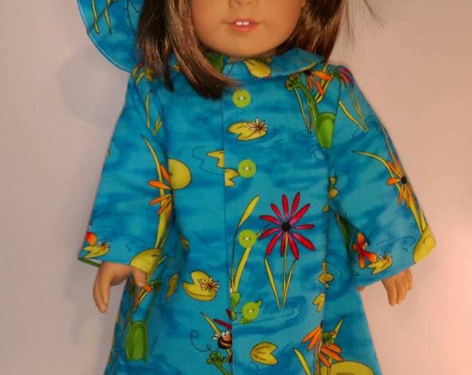 2 piece set raincoat and hat, fits 18" and dolls like American Girl dolls