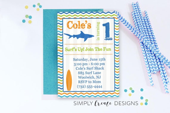 SALE Surf Party Invitation 5x7 Invite Jpeg DIGITAL File Il_570xn