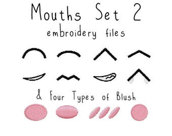 Anime plushie mouths EMBROIDERY MACHINE FILES Instant Download pattern multiple sizes plush design pattern digital ufo catcher nenderoid