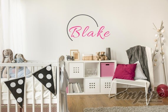 Girls Mod Name Decal, Semi Circle with Name, Modern Name Decal, Monogram Decals