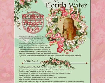 FLORIDA WATER COLOGNE & Label Sheet, Book of Shadows Grimoire, Scrapbook, Spells, White Magick, Wicca, Witchcraft, Herb Magic