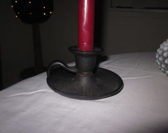 Primitive John Wright black Cast Iron finger loop Nappy candle holder