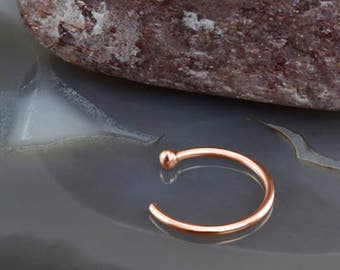 14K Solid Rose Gold Nose Jewerly, Open Nose Hoop, Half Hoop, Nose Ring Choose Your Size 1/4" 9/32" 5/16" 3/8" Choose Your Gauge 22G 20G 18G