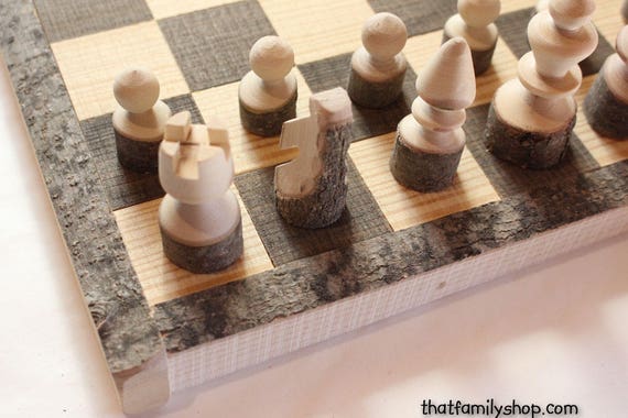 Rustic Chess Set Log Wooden Board Handmade Rustic Chess Set Log Wooden Board Handmade