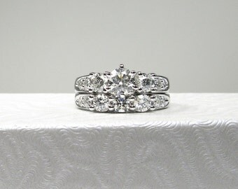 White Gold Diamond Wedding Set; Diamond Wedding Set; Estate Diamond Wedding Set; Engagement Ring; Wedding Ring; Wedding Set