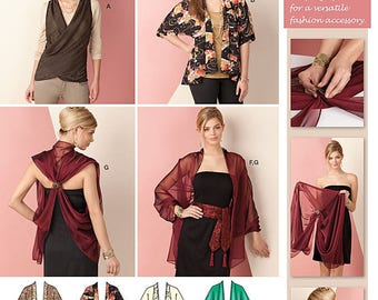 UNCUT Simplicity 1588 Kimono Jacket, Wrap Top, Belt, Scarf Size XS-XXL