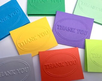 50 Mini Thank you cards, tent style, Thank you notes, Mixed colors, Colorful thank you cards, Hand stamped - Wcards
