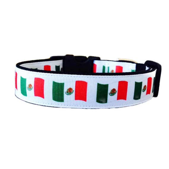 Items similar to Patriotic Mexican Dog Collar 1" Black Dog Collar
