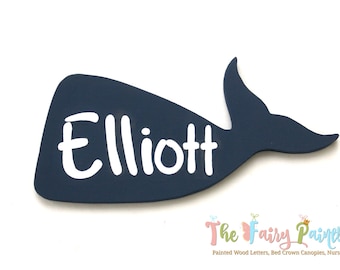 Personalized Whale Sign, Whale Nursery Name Sign, Beach Nursery Sign, Beach House Sign, Whale Wall Art, Newborn Whale Baby Shower Decoration