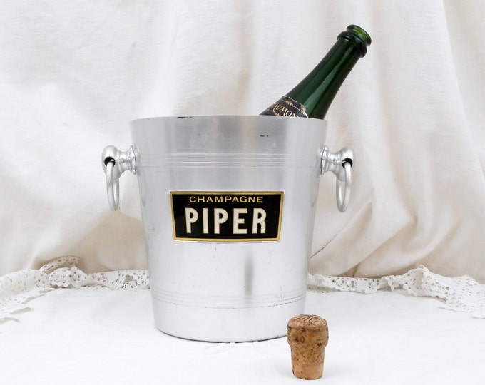 Vintage French Metal Champagne Ice Bucket / Cooler Piper with 2 Handles, Chic Decor, Celebration, French Wine, French Decor, Chateau, Drinks