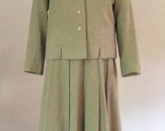 50s Taupe Towncliffe Wool Jacket and Skirt