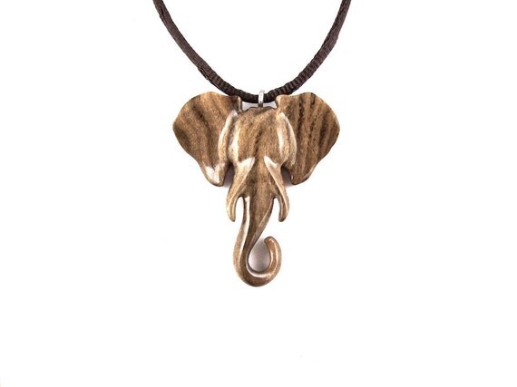Elephant Pendant Elephant Necklace Wooden Elephant Pendant