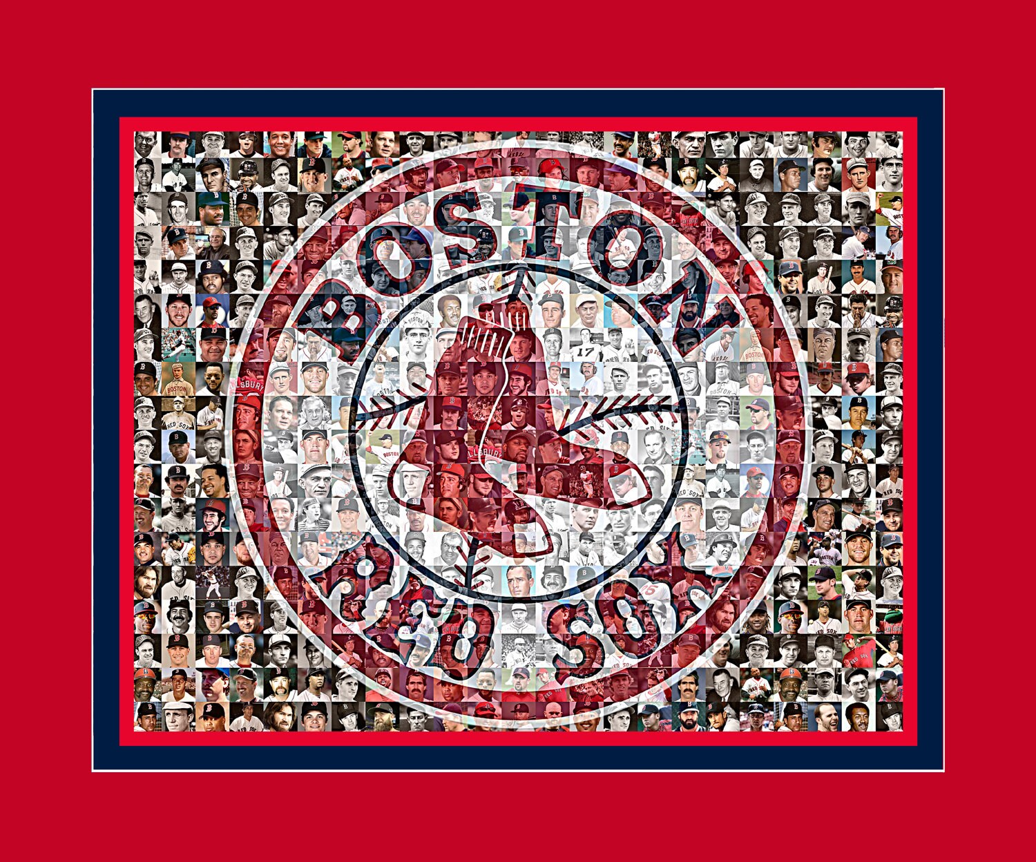 Boston Red Sox Mosaic Print Art Using 200 Pictures Of Past And