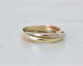vintage russian wedding ring tri color rolling ring interlocking ring trinity ring - Interlocking Wedding Rings vintage russian wedding ring tri color rolling ring interlocking ring trinity ring - Interlocking Wedding Rings