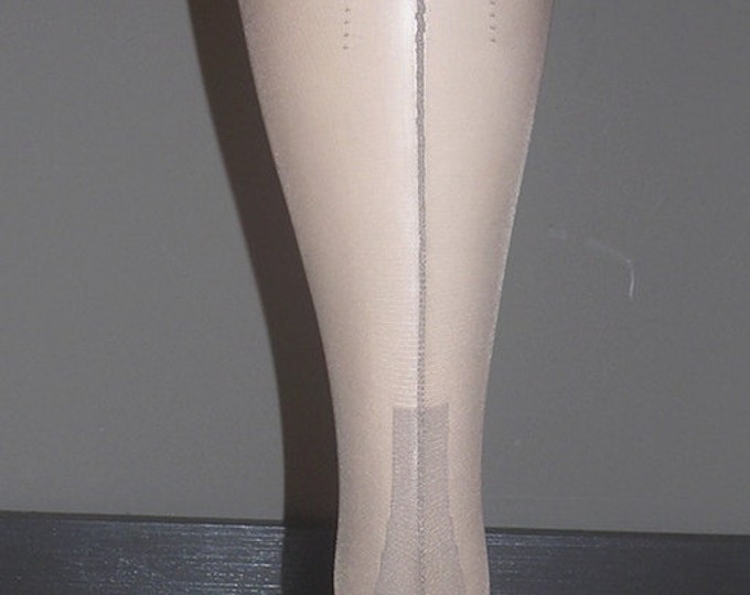 30% OFF 3 pair Vintage seamed nylon stockings size 10 1/2 X 31" Taupetone WWII era