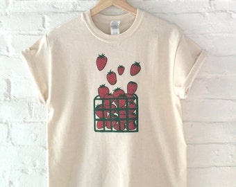 Strawberry T-Shirt, Food Shirt, Screen Print Shirt